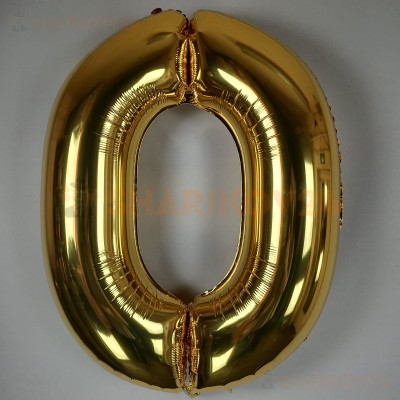 Шар (40''/102 см) Цифра, 0, Золото